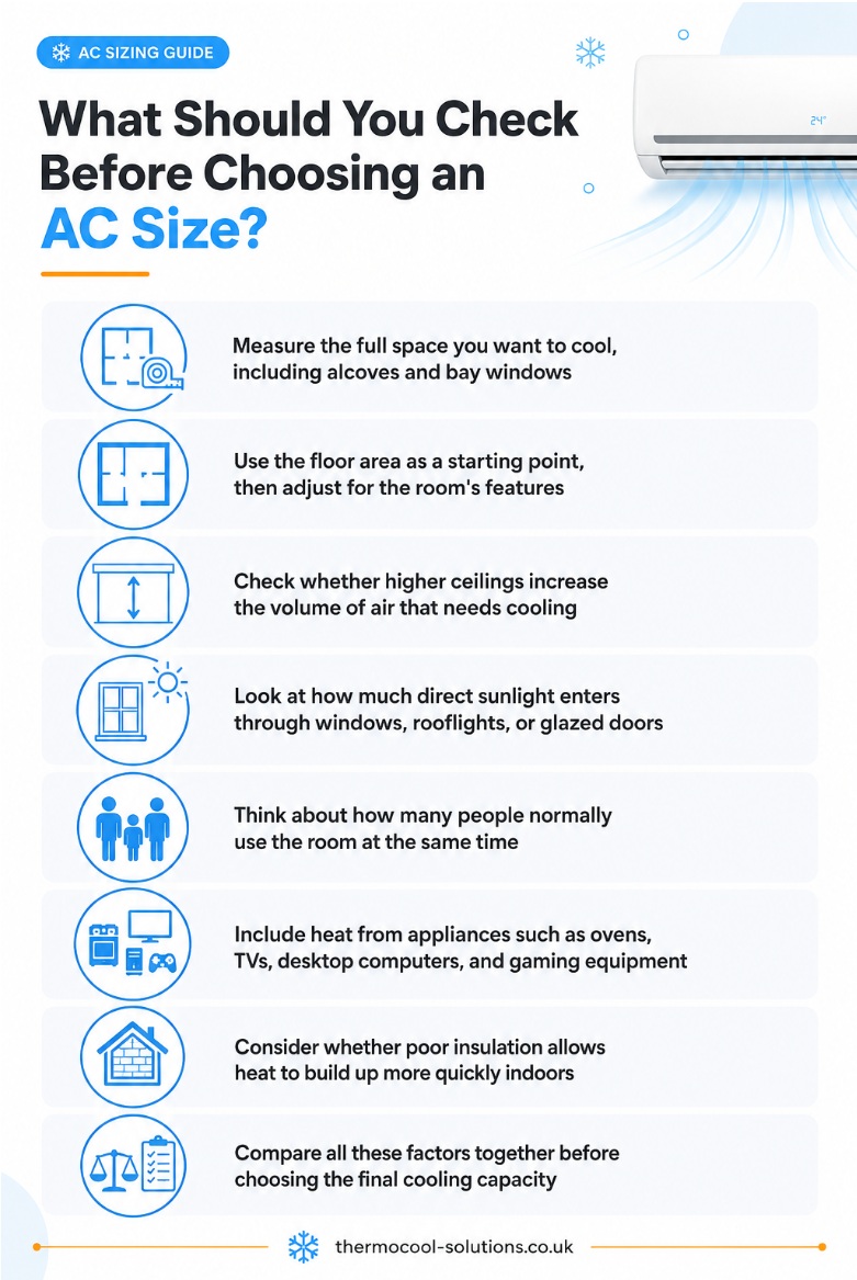 What should you check before choosing an AC size