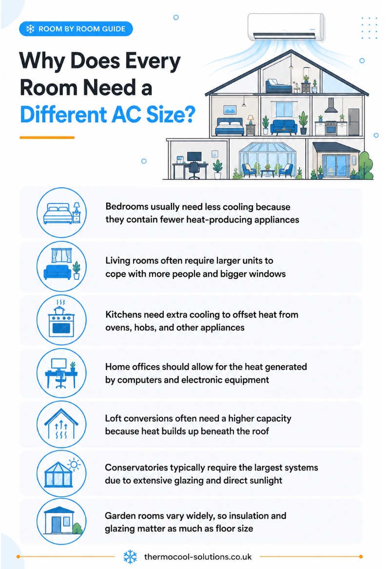 Why does every room need a different AC size